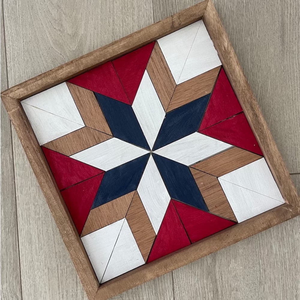 American Flag inspired Quilt mosaic wall art